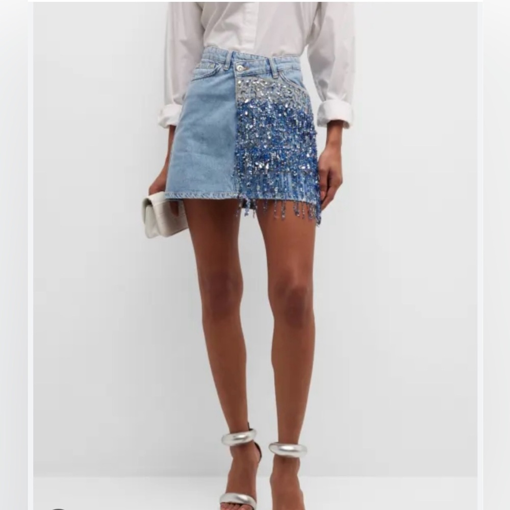 ITMFL Venise Denim Skirt in pale blue
